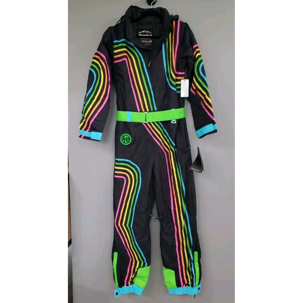 NEW SMALL Women Tipsy Elves Snow Suit Bodysuit ski suit bib rainbow blazin trail